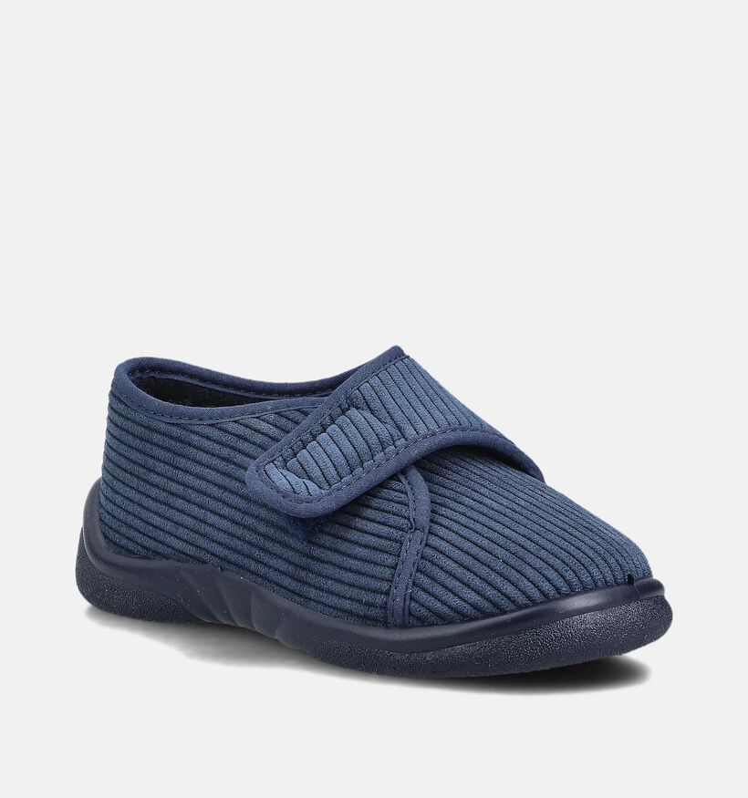 Milo & Mila Grivois Blauwe Velcropantoffels voor meisjes, jongens (364936) - geschikt voor steunzolen