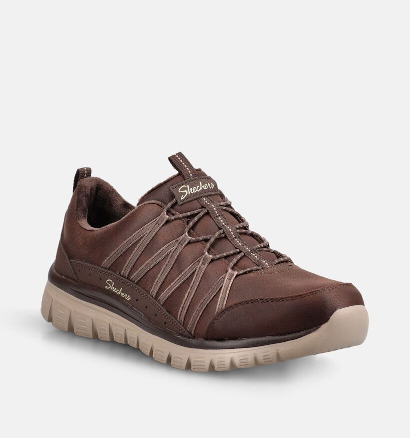Skechers Graceful Cozy Hug Donkerbruine Sneakers voor dames (376928)