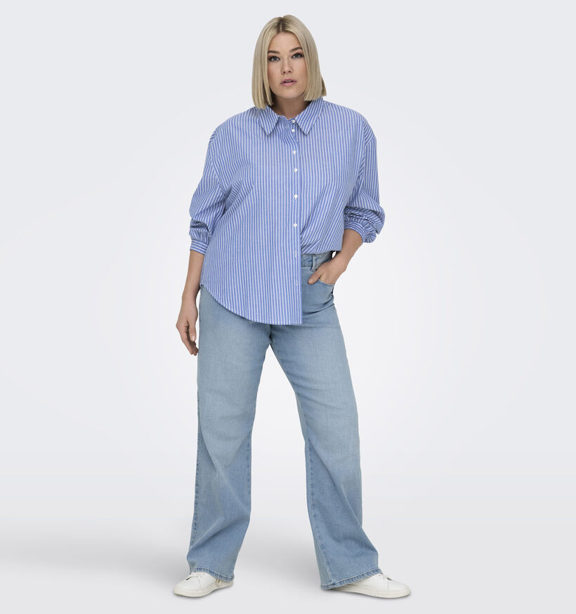 ONLY Carmakoma Arja Blauw Gestreept hemd voor dames (351440)
