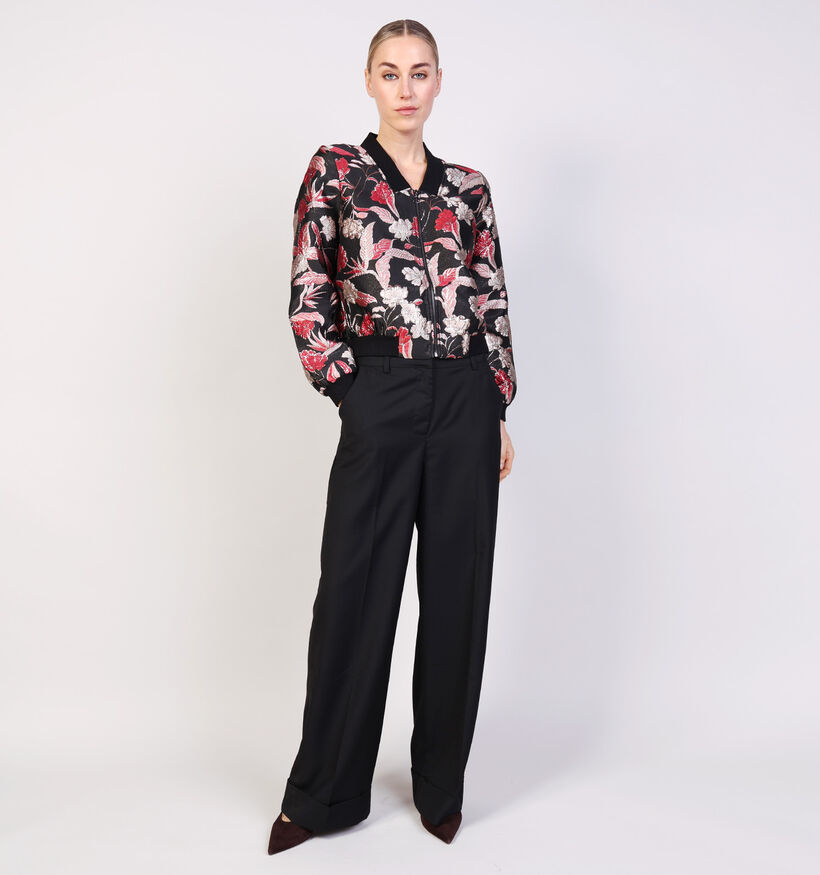 Desires Shella Jacquard Zwarte Jas met Bloemenprint voor dames (364727)