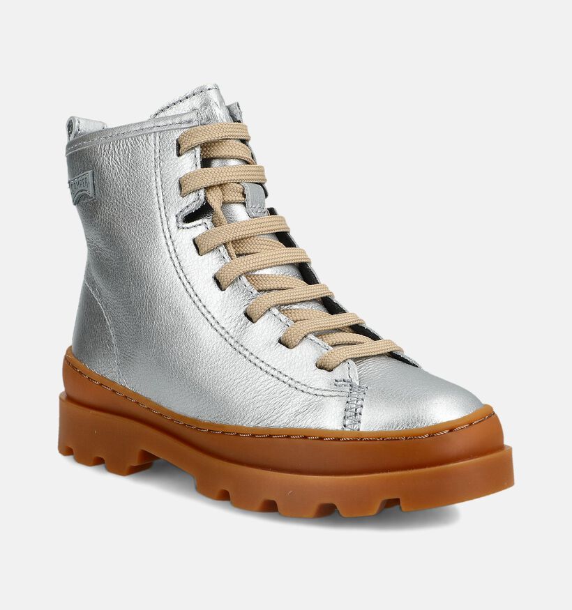 Camper Zilveren Rits-Veterboots voor meisjes (376118) - geschikt voor steunzolen