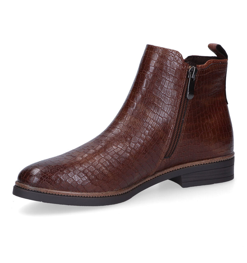 Marco Tozzi Bottines plates en Brun foncé en simili cuir (296962)