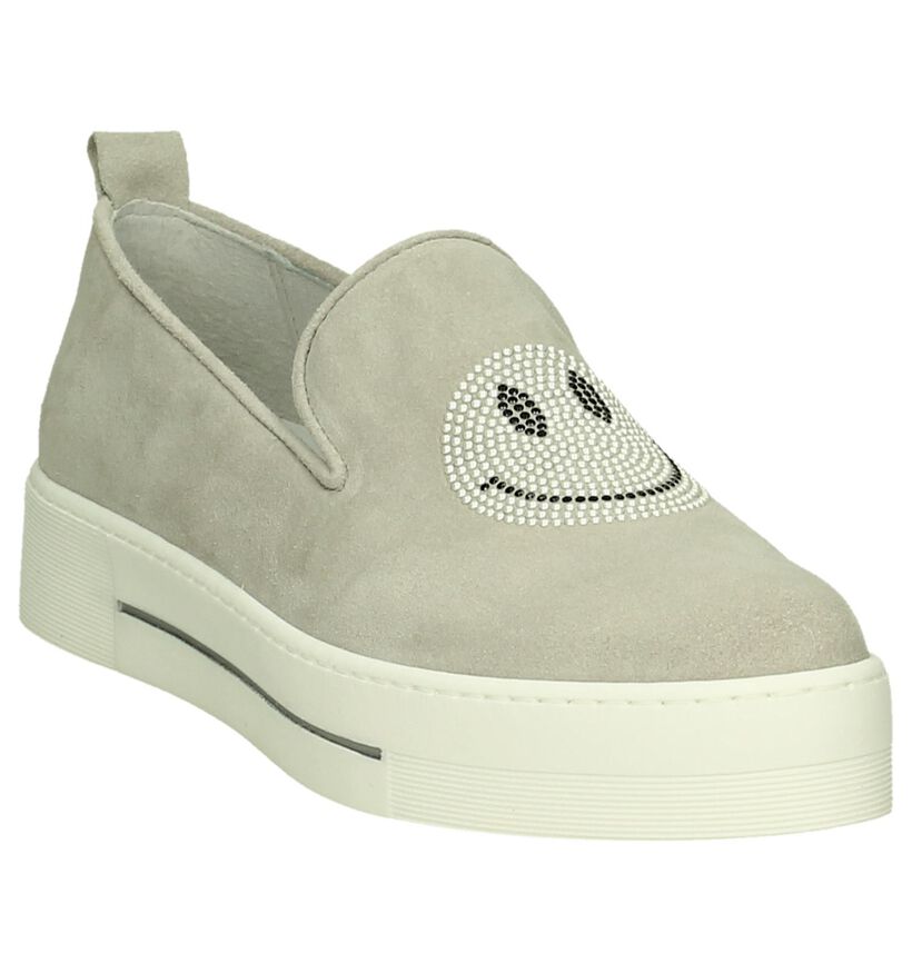 Louisa Piper Licht Grijs Slip-on Sneakers in nubuck (196448)