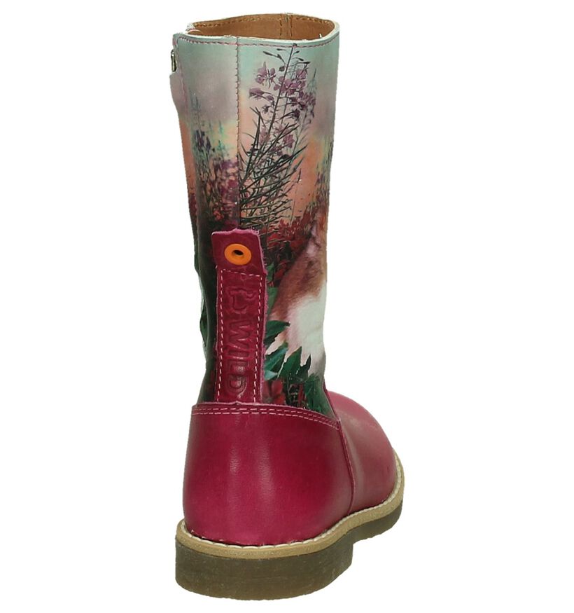 Wild Bottes hautes en Rose fuchsia en cuir (201989)