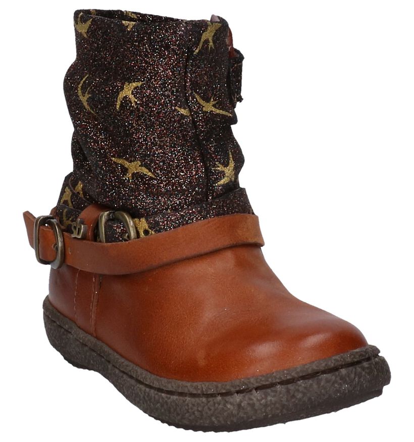 STONES and BONES Bottes basses en Cognac en cuir (255523)