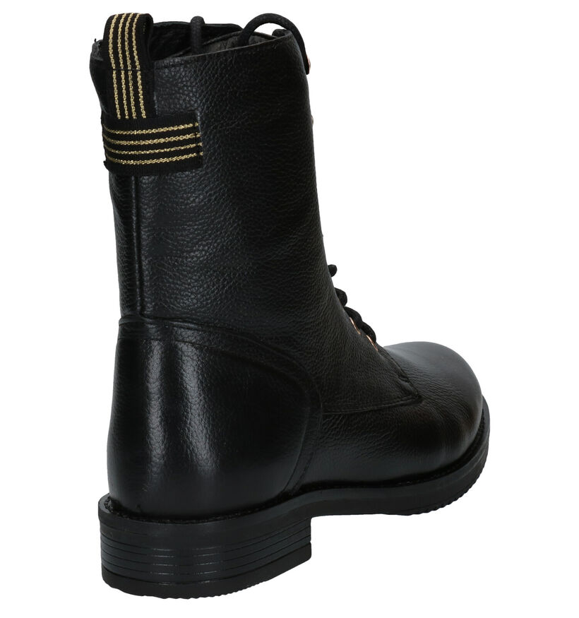 Poelman Boots à lacets en Noir en cuir (277414)