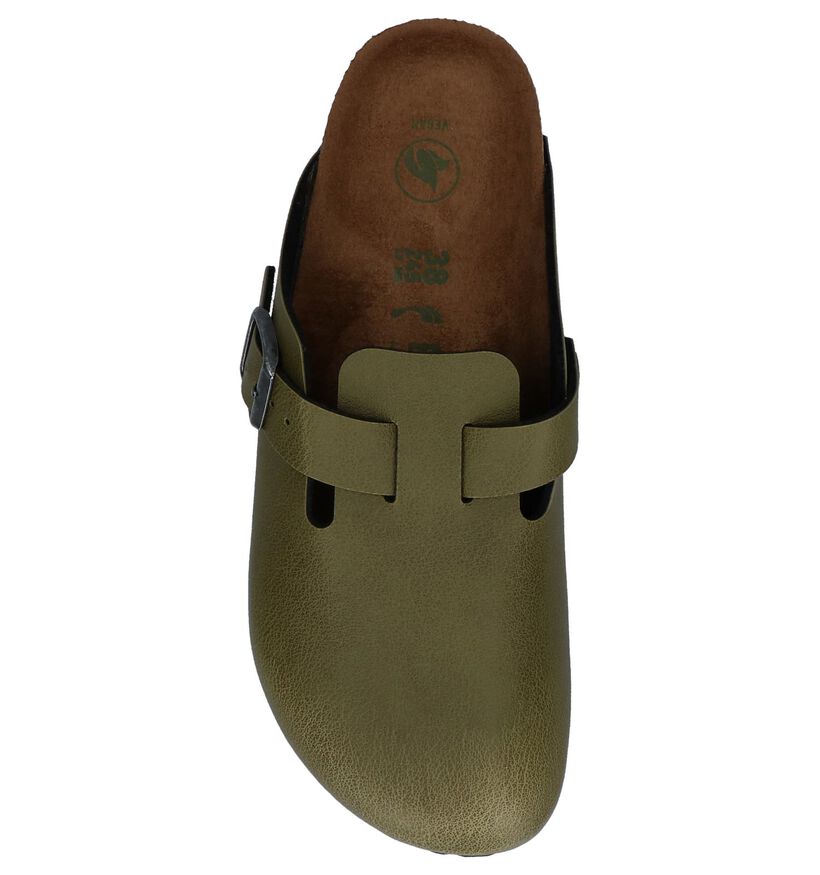 Birkenstock Boston Nu-pieds plates en Vert olive en simili cuir (231554)