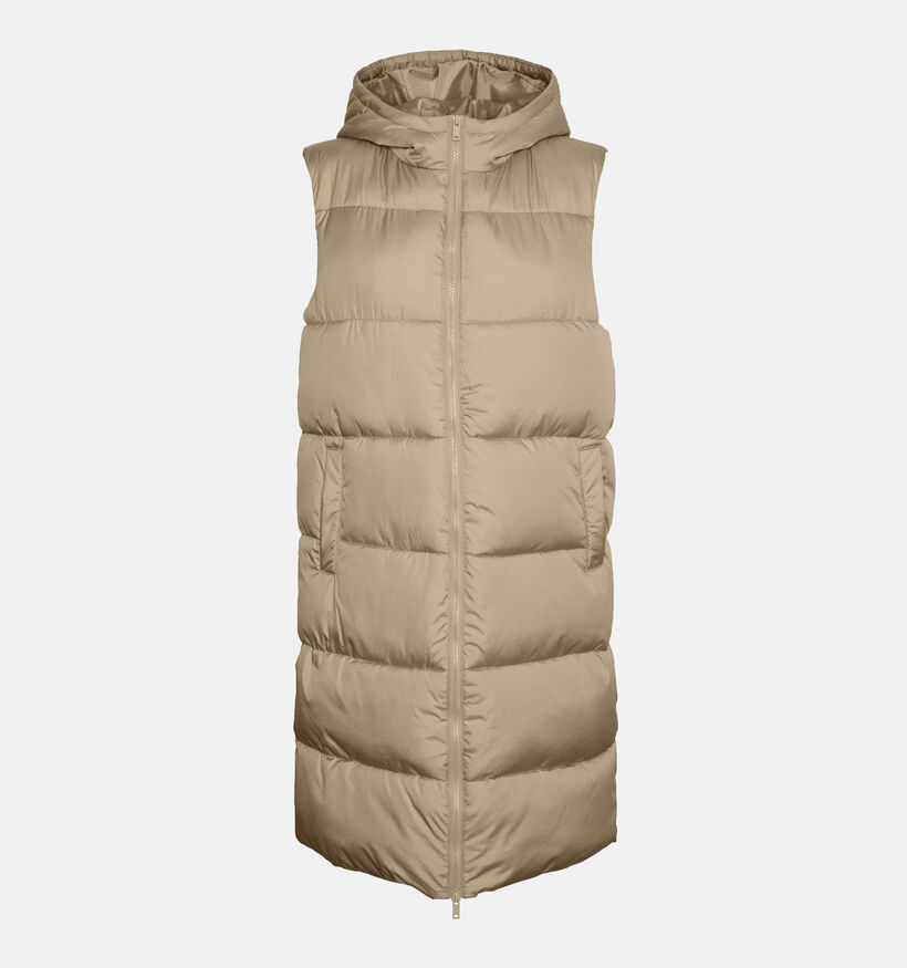 Pieces Bee Doudoune longue sans manches en Beige pour femmes (342970)