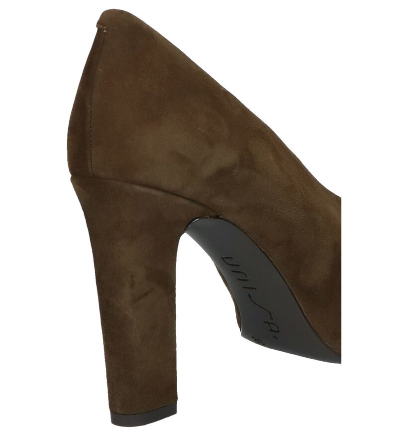 Unisa Escarpins classique en Vert kaki en daim (233125)
