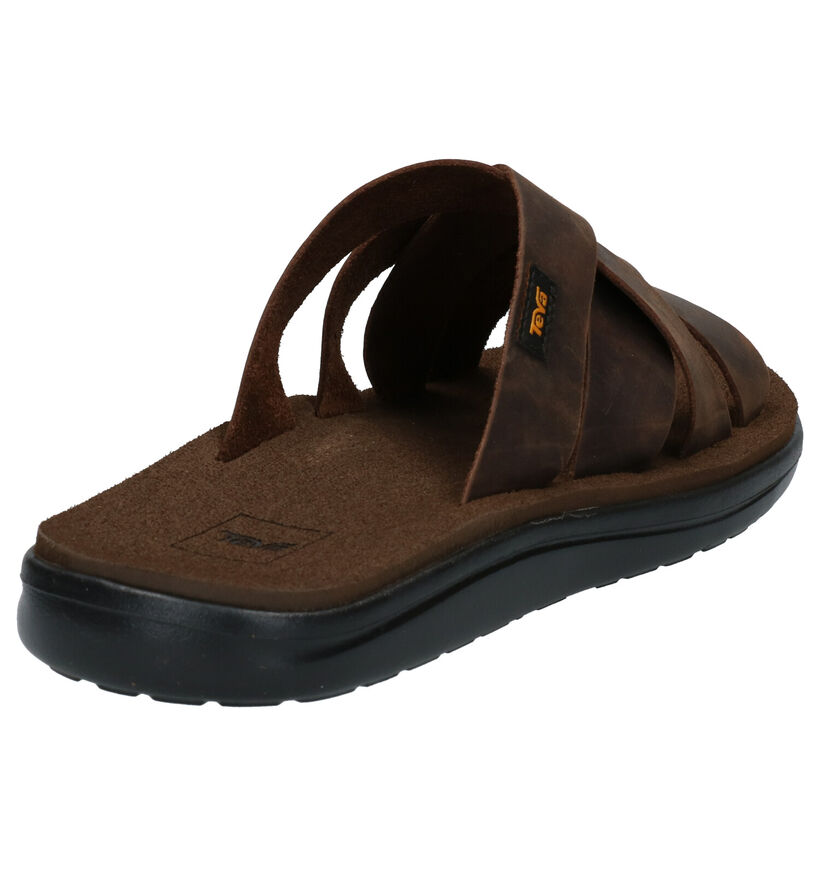 Teva Voya Bruine Slippers in leer (305618)