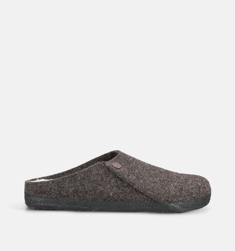 Birkenstock Zermatt Standard Pantoufles en Brun fonc&eacute; pour hommes (377028) - pour semelles orthop&eacute;diques