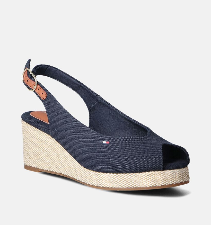 Tommy Hilfiger Flag Sandales avec talon compensé en Bleu pour femmes (352615)