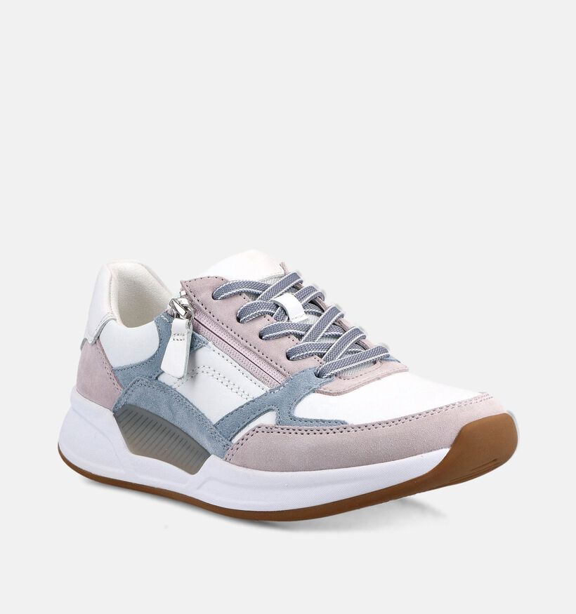 Gabor Rollingsoft Witte/Roze Sneakers voor dames (368402) - geschikt voor steunzolen