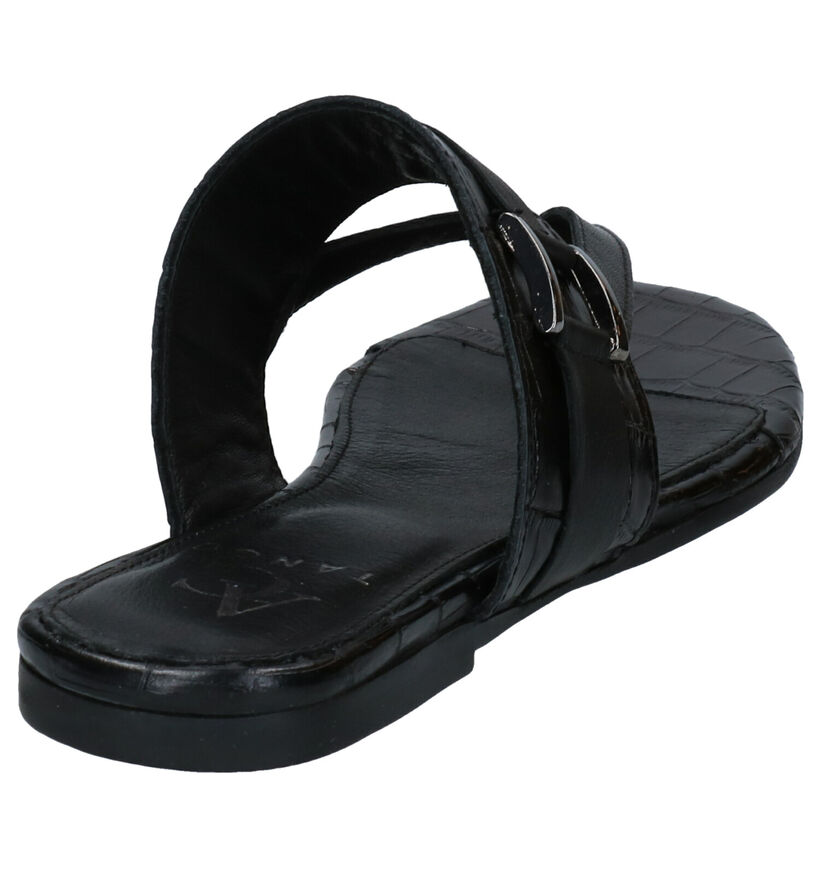 Tango Madison Zwarte Teenslippers in leer (300280)