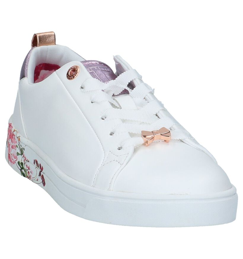 Ted Baker Giellip Witte Sneaker met Bloemenprint, , pdp