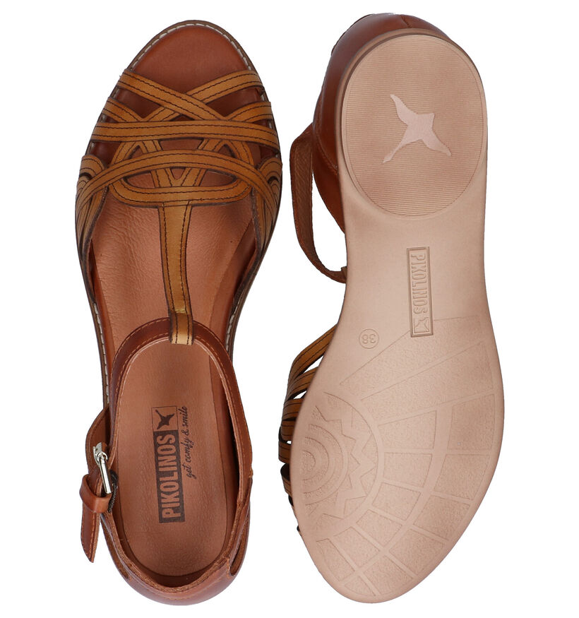 Pikolinos Cognac/Ecru Sandalen in leer (289267)