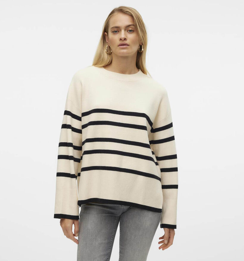 Vero Moda Saba Stripe Pull en Noir/Beige pour femmes (361194)