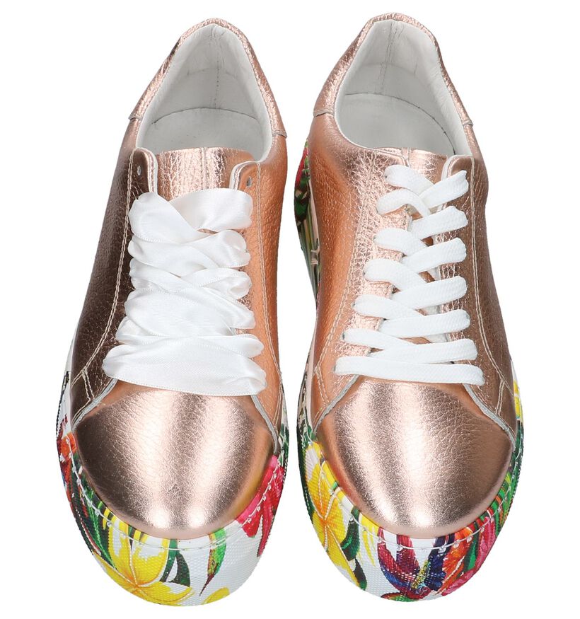 Rose Gold Lage Geklede Sneakers Via Limone by Amalia in leer (221936)