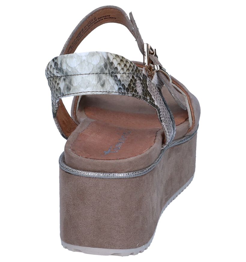 Tamaris Sandales compensées en Taupe en textile (244162)