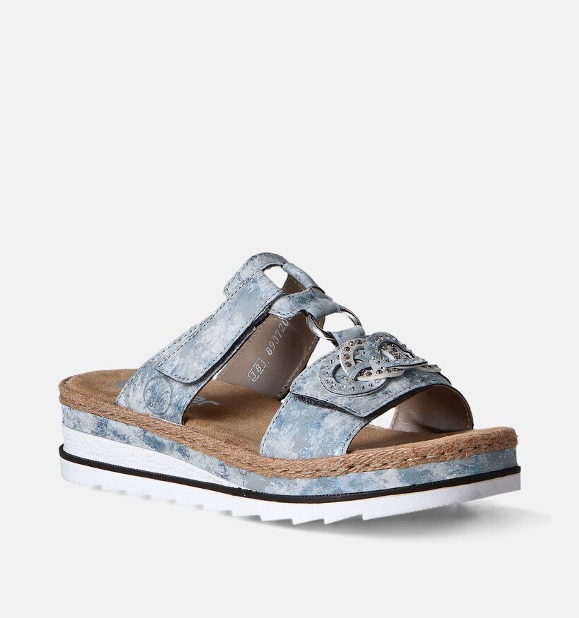 Rieker Blauwe Slippers met sleehak voor dames (354935)