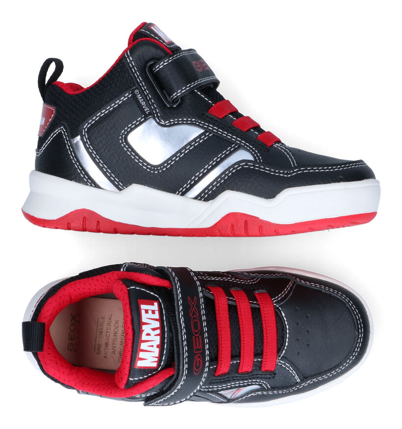 Geox Perth Zwarte Sneakers Marvel Spiderman in kunstleer (317622)