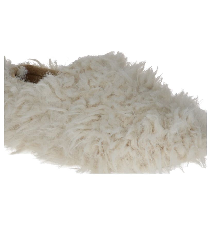 Hampton Bays Pantoufles fermées en Écru en faux fur (232362)