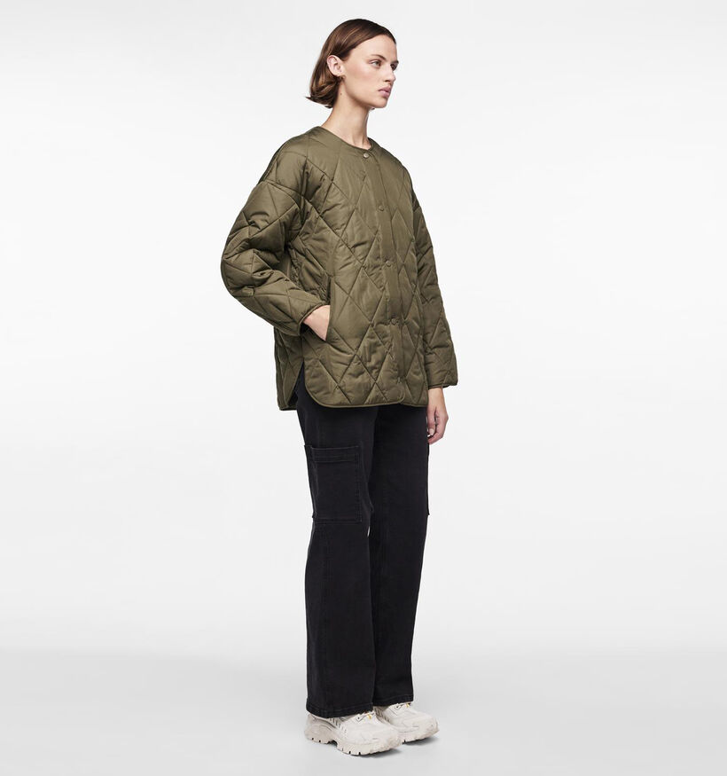 Pieces Stella Kaki Korte quilted jas voor dames (344994)