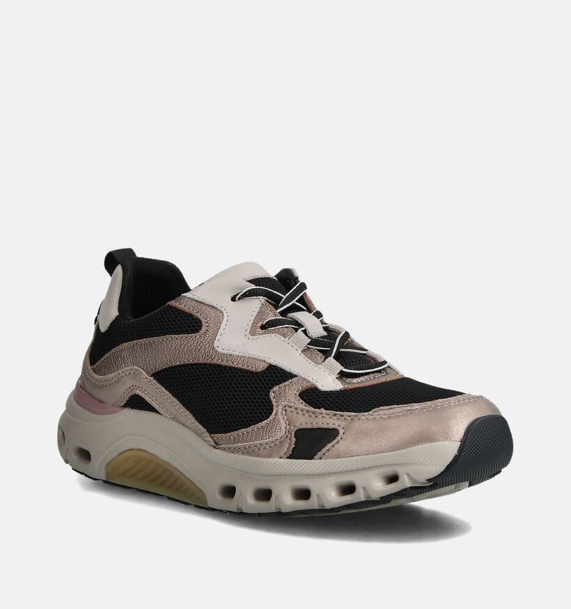 Gabor Rollingsoft Beige/Zwarte Sneakers voor dames (361601) - geschikt voor steunzolen