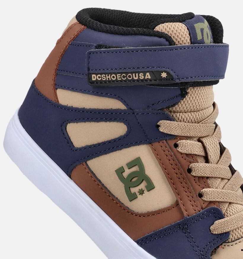 DC Shoes Pure High Top Baskets montantes en Bleu/Marron pour gar&ccedil;ons (376202)