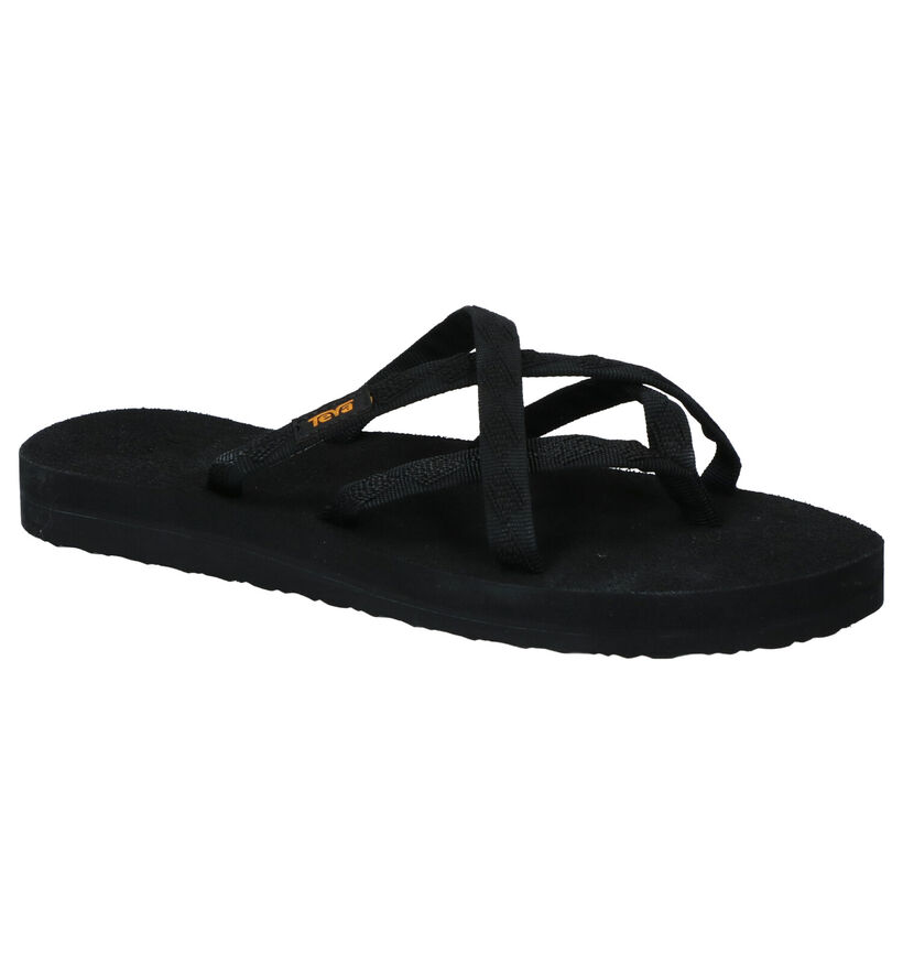 Teva Olowahu Zwarte Teenslippers in stof (270644)