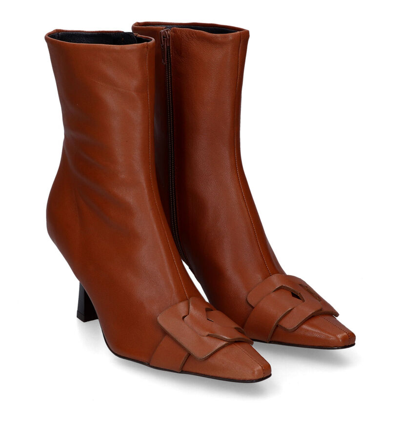 Zinda Bottines à talons en Cognac pour femmes (317220)