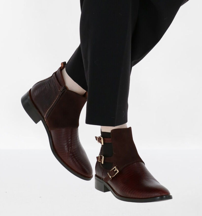 JHay Bottines plates en Brun foncé en cuir (281660)