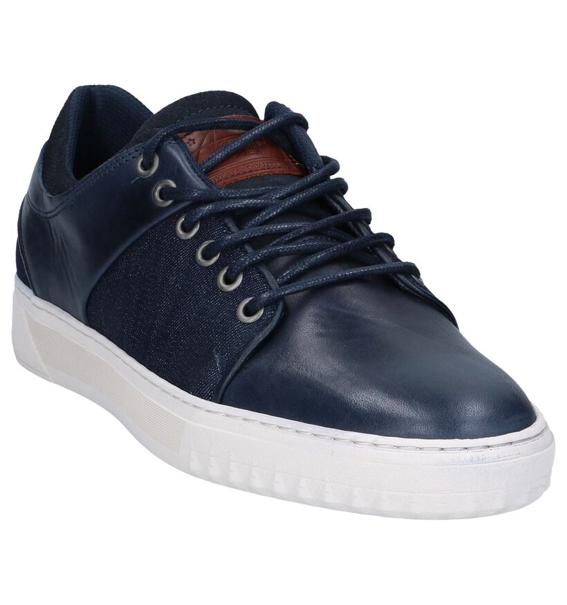 Donkerblauwe Casual Veterschoenen Bullboxer in stof (256300)