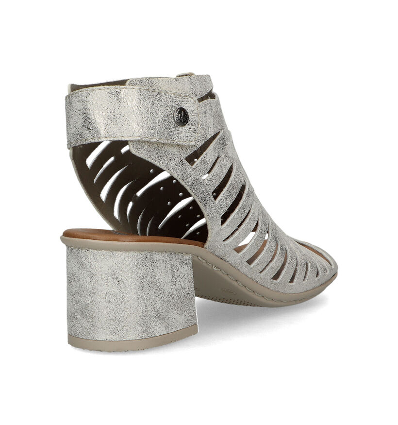 Rieker Zilveren Sandalen met blokhak voor dames (339085)