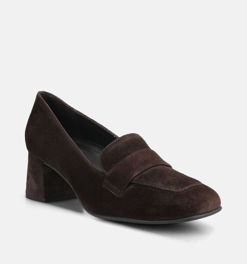 Paul Green Donkerbruine Mocassins met Blokhak voor dames (379782)