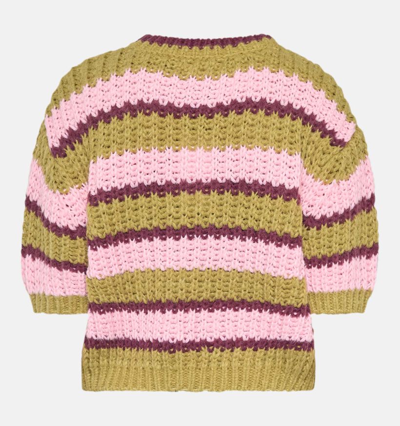 Sisters Point Kakigroene/Roze Gestreepte Trui voor dames (374885)