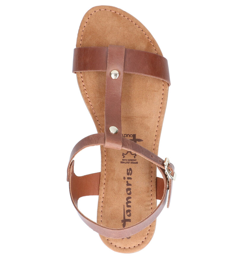 Tamaris Sandales plates en Cognac en cuir (275600)