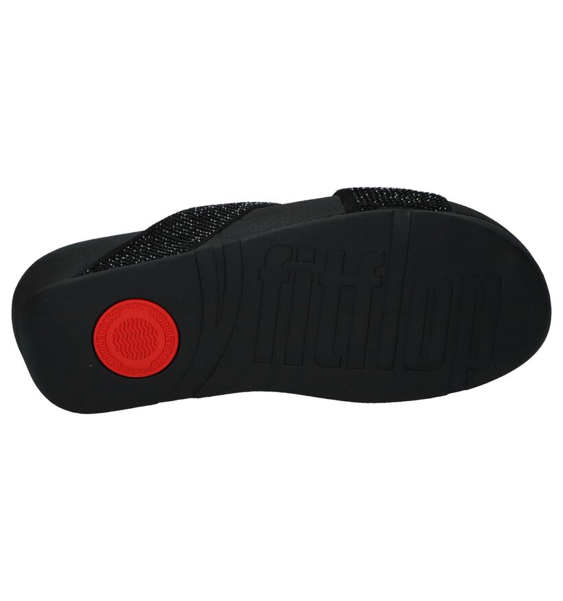 FitFlop Crystall II Slide Sandals Zwarte Slippers met Steentjes, , pdp