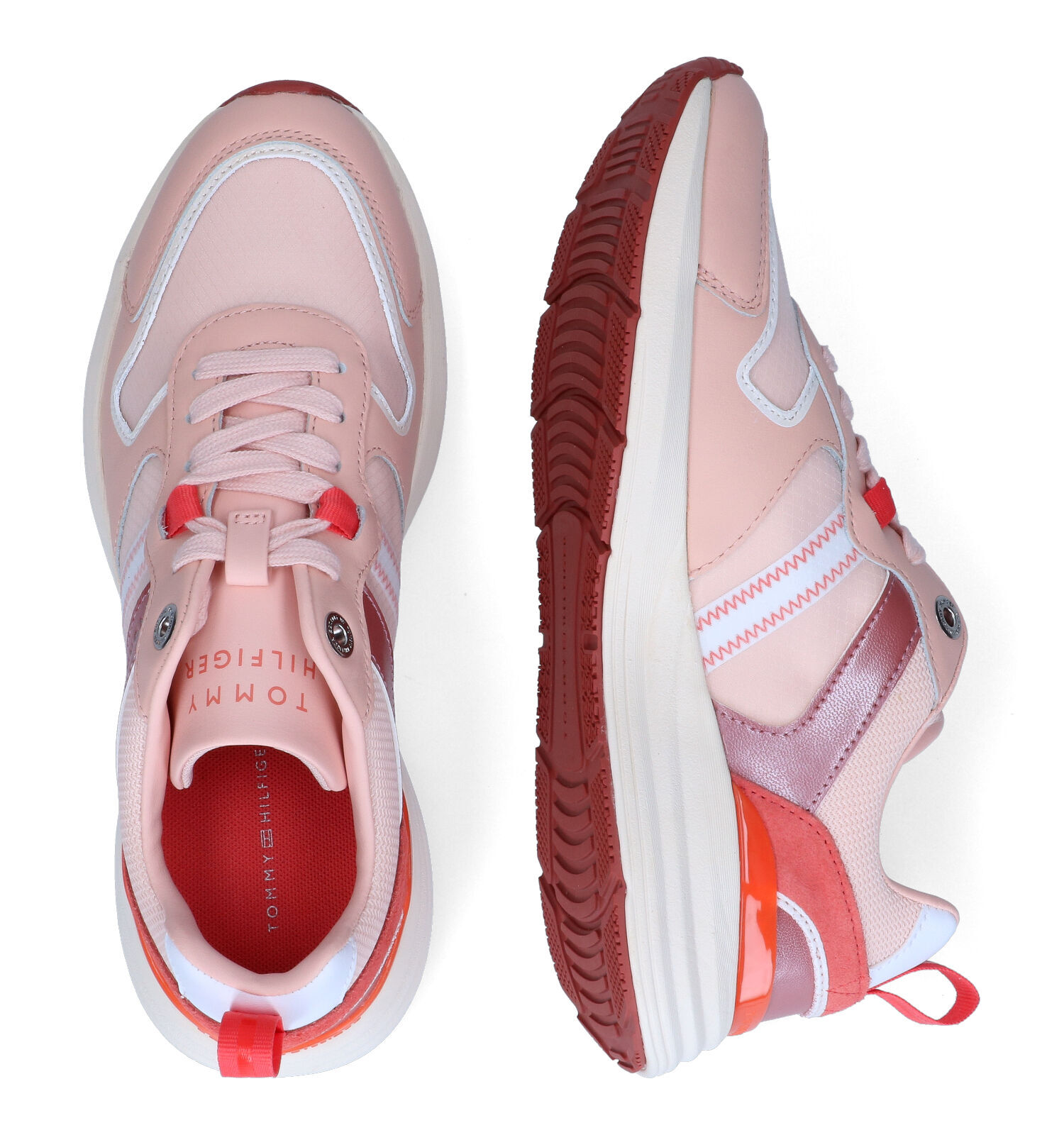 Tommy Hilfiger Metallic Casual Retro Roze Sneakers Dames