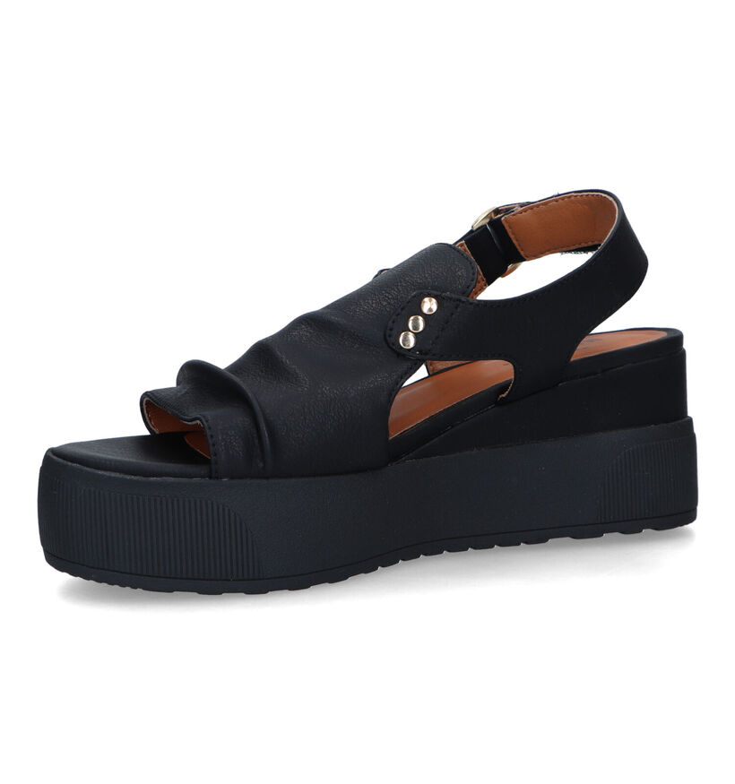 Mustang Zwarte Sandalen Met Plateauzool voor dames (338768)