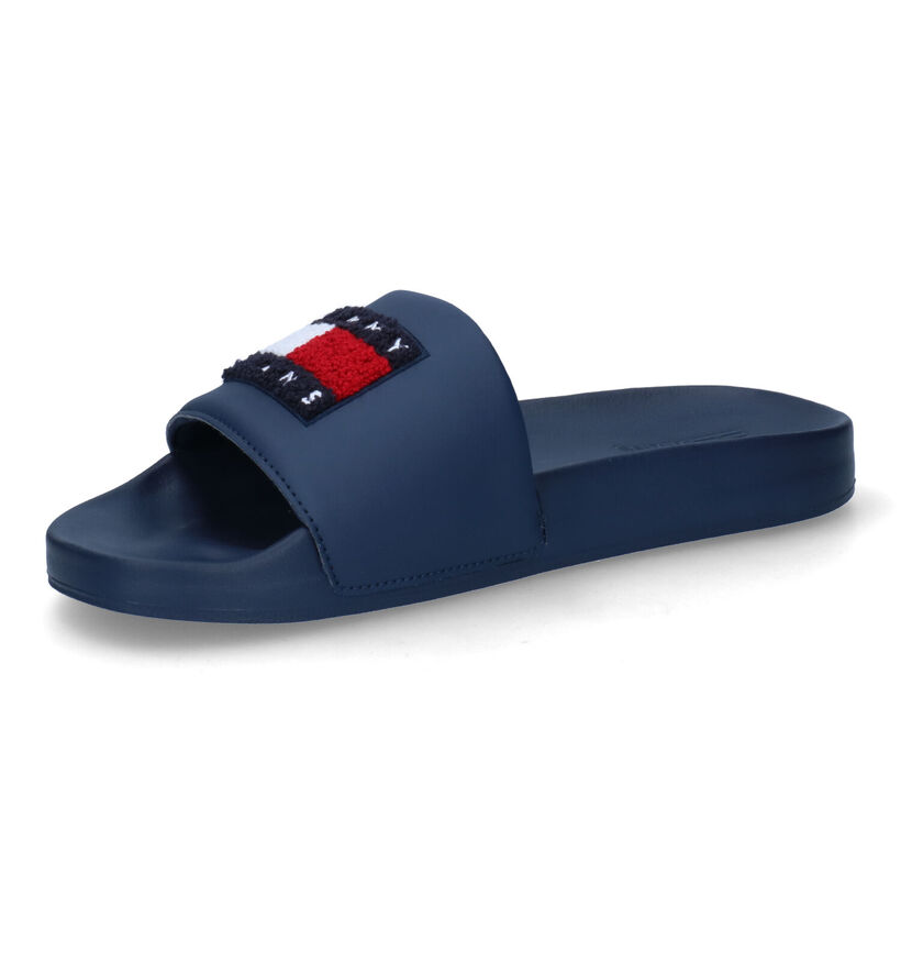 Tommy Hilfiger Towelling Flag Slide Nu-pieds en Bleu en synthétique (300634)