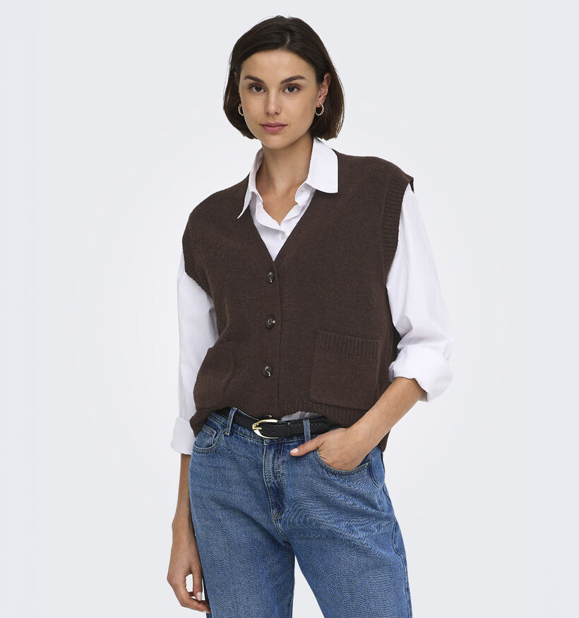 JDY Super Life Gilet en Brun fonc&eacute; pour femmes (378338)