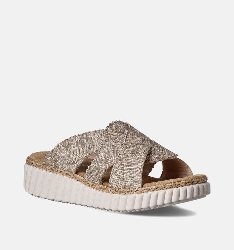 Rieker Nu-pieds talon compensé en Beige pour femmes (354988)