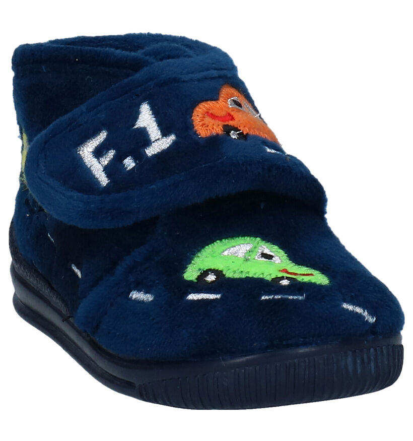 Milo & Mila Blauwe Pantoffels in stof (278460)