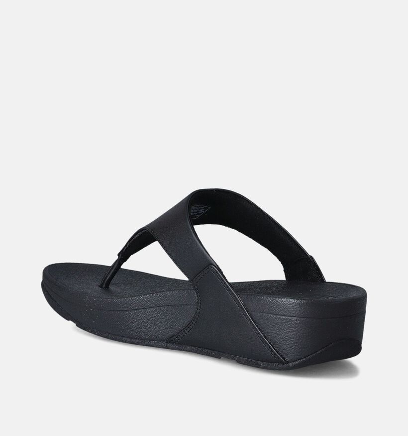 FitFlop Lulu Leather Toepost Zwarte Teenslippers voor dames (353633)