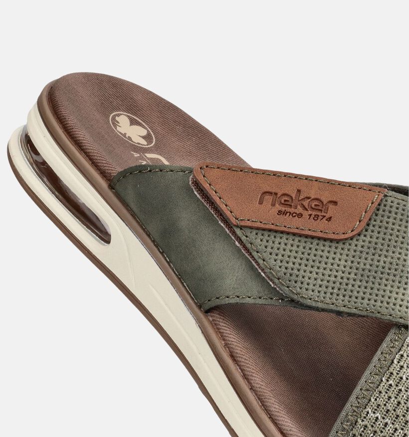 Rieker Nu-pieds casual en Vert kaki pour hommes (370519)