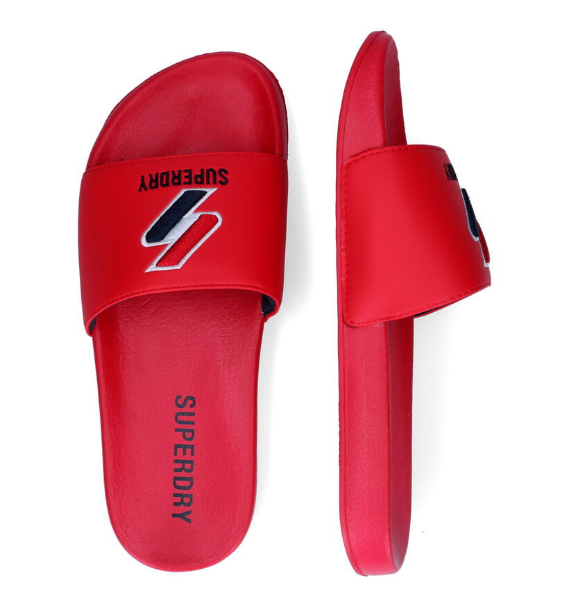 Superdry Code Rode Badslippers in kunstleer (305763)