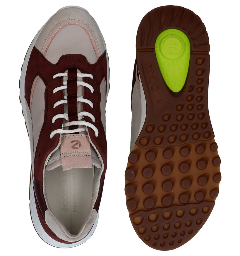ECCO Chaussures à Lacets en Beige/Bordeaux en cuir (280886)