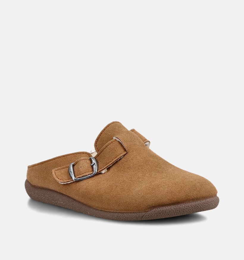 Milo & Mila Pantoufles en Cognac pour filles, gar&ccedil;ons (381138) - pour semelles orthop&eacute;diques