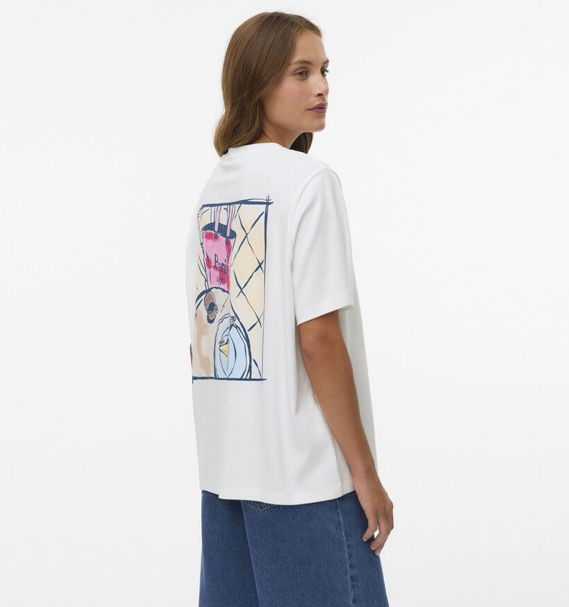 Vero Moda Vera Caty T-shirt Paris en Blanc pour femmes (367197)
